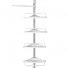 SONGMICS Etajera colt dus, 4 rafturi, inaltime reglabila 95-300 cm, otel si plastic PP, alb