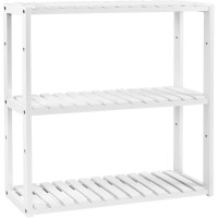 SONGMICS Raft de depozitare din bambus, 3 polite, pentru bucatarie sau baie, 60x15x54 cm, alb