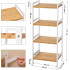SONGMICS Raft din bambus cu 4 nivele reglabile, pentru bucatarie sau baie, 32x45x111 cm, alb si maro [2]