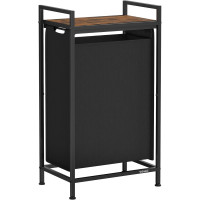 VASAGLE Cos rufe pentru spatii inguste, 47L cu sac textil detasabil, raft superior si cadru metalic, 42x22x75 cm, maro rustic