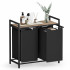 VASAGLE Cos de rufe, 2 compartimente, saci de rufe detasabili, raft, cadru metalic, 2x46L, 73x33x72 cm, maro si negru [8]