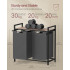 VASAGLE Cos de rufe, 2 compartimente, saci de rufe detasabili, raft, cadru metalic, 2x46L, 73x33x72 cm, maro si gri antracit [6]