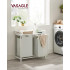 VASAGLE Cos de rufe, 2 compartimente, saci de rufe detasabili, raft, cadru metalic, 2x46L, 73x33x72 cm, alb [2]