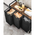 VASAGLE Cos de rufe, 3 compartimente, saci de rufe detasabili, raft, cadru metalic, 3x38L, 93x33x72 cm, maro rustic si negru [3]