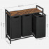 VASAGLE Cos de rufe, 3 compartimente, saci de rufe detasabili, raft, cadru metalic, 3x38L, 93x33x72 cm, maro vintage si negru [5]