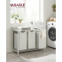 VASAGLE Cos de rufe, 3 compartimente, saci de rufe detasabili, raft, cadru metalic, 3x38L, 93x33x72 cm, alb [2]