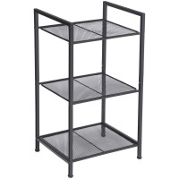 SONGMICS Raft metalic cu 3 niveluri, polite ajustabile, pentru baie sau bucatarie, stil industrial, 38x30x72 cm, negru