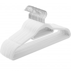 SONGMICS Set de 20 de umerase pentru haine, anti-alunecare cu catifea, bara de cravata si carlig pivotant, 43,5 cm, alb SONGMICS Set de 20 de umerase pentru haine, anti-alunecare cu catifea, bara de cravata si carlig pivotant, 43,5 cm, alb