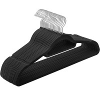 SONGMICS Set de 20 de umerase pentru haine, anti-alunecare cu catifea, bara de cravata si carlig pivotant, 43,5 cm, negru SONGMICS Set de 20 de umerase pentru haine, anti-alunecare cu catifea, bara de cravata si carlig pivotant, 43,5 cm, negru