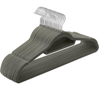 SONGMICS Set de 20 de umerase pentru haine, anti-alunecare cu catifea, bara de cravata si carlig pivotant, 43,5 cm, gri SONGMICS Set de 20 de umerase pentru haine, anti-alunecare cu catifea, bara de cravata si carlig pivotant, 43,5 cm, gri