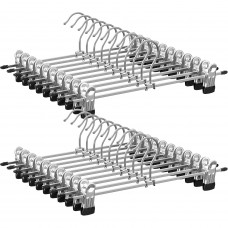 SONGMICS Set de 20 de umerase pantaloni din metal, cu cleme reglabile, carlige rotative 360°, 31 cm, argintiu SONGMICS Set de 20 de umerase pantaloni din metal, cu cleme reglabile, carlige rotative 360°, 31 cm, argintiu