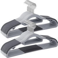 SONGMICS Set de 30 de umerase pentru haine, anti-alunecare, bara de cravata si carlig pivotant, 42cm, gri SONGMICS Set de 30 de umerase pentru haine, anti-alunecare, bara de cravata si carlig pivotant, 42cm, gri