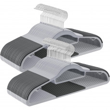 SONGMICS Set de 50 de umerase subtiri din plastic, antialunecare, cu deschidere U, carlige rotative 360°, 42 cm, gri SONGMICS Set de 50 de umerase subtiri din plastic, antialunecare, cu deschidere U, carlige rotative 360°, 42 cm, gri