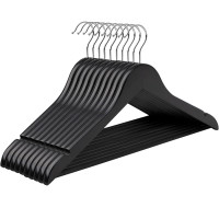 SONGMICS Umerase lemn set 10 bucati, cu bara pantalon antialunecare, carlig rotativ 360°, 45x23 cm, negru SONGMICS Umerase lemn set 10 bucati, cu bara pantalon antialunecare, carlig rotativ 360°, 45x23 cm, negru