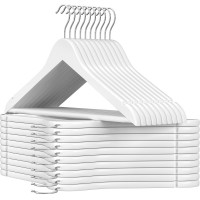 SONGMICS Set de 20 umerase din lemn, cu bara anti-alunecare pentru pantaloni, carlig pivotant la 360°, 45cm, alb SONGMICS Set de 20 umerase din lemn, cu bara anti-alunecare pentru pantaloni, carlig pivotant la 360°, 45cm, alb