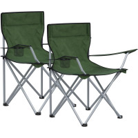 SONGMICS Set 2 scaune pliabile camping cu suport bauturi, husa transport, 52x84x81 cm, 120 kg, verde