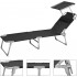 SONGMICS Sezlong pliabil, cu parasolar si tetiera, spatar reglabil in 4 pozitii, maxim 150kg, 193x53x29cm, negru [17]