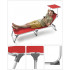 SONGMICS Sezlong pliabil, cadru usor din aluminiu, cu parasolar, spatar reglabil in 5 pozitii, maxim 150kg, 193x55x31cm, rosu [6]