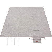 SONGMICS Patura picnic impermeabila 200x200 cm, cu ancore de fixare, pliabila, lavabila, multistrat, kaki cu model tropical