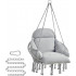 SONGMICS Scaun suspendat tip hamac cu perna groasa, stil scandinav, cadru metalic, 120 kg, gri deschis [2]