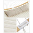 SONGMICS Hamac dublu cu bare curbate din bambus, perna inclusa, maxim 225 kg, 200x140 cm, crem [4]