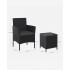 SONGMICS Set mobilier gradina cu 2 locuri, 2 scaune si masa cu sticla, ratan PE, negru si gri [2]