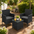 SONGMICS Set mobilier gradina cu 2 locuri, 2 scaune si masa cu sticla, ratan PE, negru si gri [3]