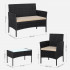 SONGMICS Set mobilier gradina 4 locuri, canapea, 2 scaune si masa cu sticla, ratan PE, negru [4]