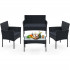SONGMICS Set mobilier gradina 4 locuri, canapea, 2 scaune si masa cu sticla, ratan PE, negru si gri [6]