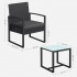 SONGMICS Set mobilier pentru gradina cu 2 scaune cu perne si masuta, cadru metalic, impletitura PE, negru si gri [2]