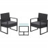 SONGMICS Set mobilier pentru gradina cu 2 scaune cu perne si masuta, cadru metalic, impletitura PE, negru si gri [9]