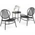 SONGMICS Set bistro gradina 3 piese, scaune Acapulco si masa diametru 50 cm, cadru metalic, negru [2]