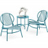 SONGMICS Set bistro gradina 3 piese, scaune Acapulco si masa diametru 50 cm, cadru metalic, albastru [10]