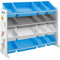 SONGMICS Raft de depozitare jucarii, 16 cutii detasabile din plastic, 89x27x106cm, alb SONGMICS Raft de depozitare jucarii, 16 cutii detasabile din plastic, 89x27x106cm, alb