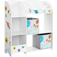SONGMICS Organizator de jucarii si carti pentru copii, multifunctional cu 2 cutii de depozitare, 93x30x100cm, alb SONGMICS Organizator de jucarii si carti pentru copii, multifunctional cu 2 cutii de depozitare, 93x30x100cm, alb