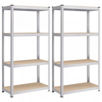 SONGMICS Set 2 rafturi metalice cu 4 polite MDF reglabile, 80x40x160 cm, gri SONGMICS Set 2 rafturi metalice cu 4 polite MDF reglabile, 80x40x160 cm, gri