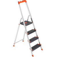 SONGMICS Scara aluminiu pliabila cu 4 trepte, latime trepte 12 cm, cu maner, sarcina 150 kg, 44x156 cm SONGMICS Scara aluminiu pliabila cu 4 trepte, latime trepte 12 cm, cu maner, sarcina 150 kg, 44x156 cm