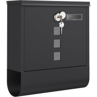 SONGMICS Cutie postala cu compartiment pentru ziare, pentru gard sau perete, cu incuietoare si vizor, 31x10x34 cm, negru SONGMICS Cutie postala cu compartiment pentru ziare, pentru gard sau perete, cu incuietoare si vizor, 31x10x34 cm, negru