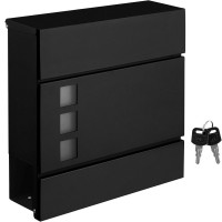 SONGMICS Cutie postala de exterior, pentru gard sau perete, din otel zincat, cu incuietoare, 37x11x37cm, negru SONGMICS Cutie postala de exterior, pentru gard sau perete, din otel zincat, cu incuietoare, 37x11x37cm, negru