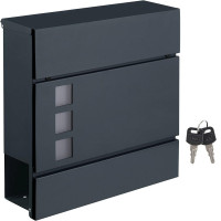 SONGMICS Cutie postala de exterior, pentru gard sau perete, din otel zincat, cu incuietoare, 37x11x37cm, gri