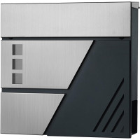 SONGMICS Cutie postala de exterior, pentru gard sau perete, din otel si inox, 37x11x37cm, argintiu inox si gri inchis SONGMICS Cutie postala de exterior, pentru gard sau perete, din otel si inox, 37x11x37cm, argintiu inox si gri inchis