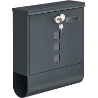 SONGMICS Cutie postala de exterior, pentru gard sau perete, din otel zincat, cu incuietoare, 31x10x34cm, gri