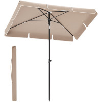 SONGMICS Umbrela terasa sau gradina reglabila, inclinare 2 directii, protectie UV UPF 50+, husa inclusa, 230x150 cm, maro taupe