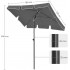 SONGMICS Umbrela terasa gradina sau plaja, inclinare 2 directii, protectie UV UPF 50+, 180x125 cm, gri [4]