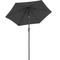 SONGMICS Umbrela de gradina, cu manivela pentru deschidere, sistem inclinare, 200cm, gri