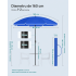 SONGMICS Umbrela terasa gradina sau plaja, cu inclinare, husa, diametru 160cm, albastru [5]