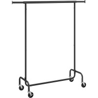 SONGMICS Suport pentru haine extensibil pe roti, bara reglabila 110-150 cm, stil industrial, 150x45x160 cm, negru SONGMICS Suport pentru haine extensibil pe roti, bara reglabila 110-150 cm, stil industrial, 150x45x160 cm, negru