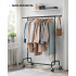 SONGMICS Suport pentru haine extensibil pe roti, bara reglabila 110-150 cm, stil industrial, 150x45x160 cm, negru [7]