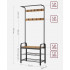 VASAGLE Cuier pentru haine, cu banc de depozitare a pantofilor, cu 9 carlige detasabile, o sina pentru haine, 34x72x183cm, industrial, nuc rustic si n [3]