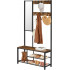 VASAGLE Cuier pentru hol cu oglinda si 9 carlige detasabile, structura metalica, stil industrial, 98x36x185 cm, maro rustic [4]